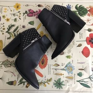 Just Fab Black Studded Zipper Booties